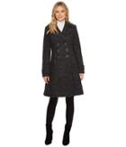 Ivanka Trump Boucle Double Breasted Fit And Flare Coat (black/grey) Women's Coat