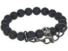Dee Berkley Matte Black Agate Skull Chain Bracelet (black) Bracelet