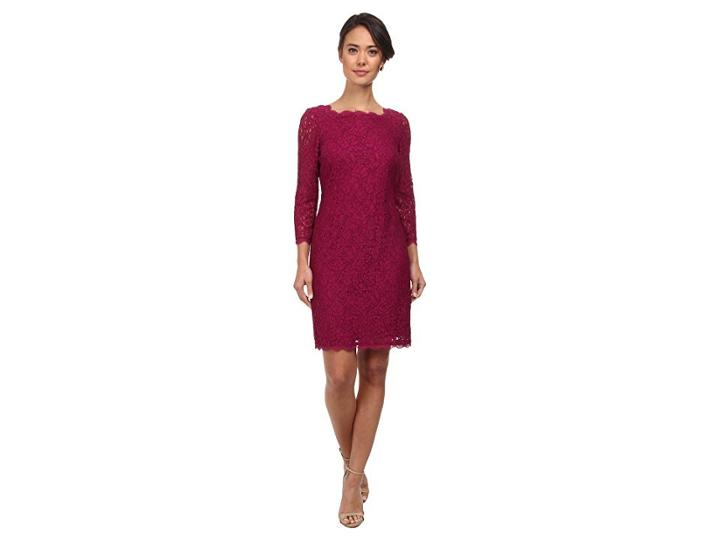 Adrianna Papell L/s Lace Dress (crushed Berry) Women's Dress
