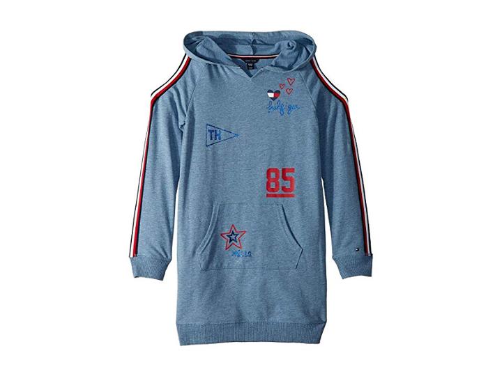 Tommy Hilfiger Kids Sweatshirt Dress (big Kids) (navy Heather) Girl's Dress