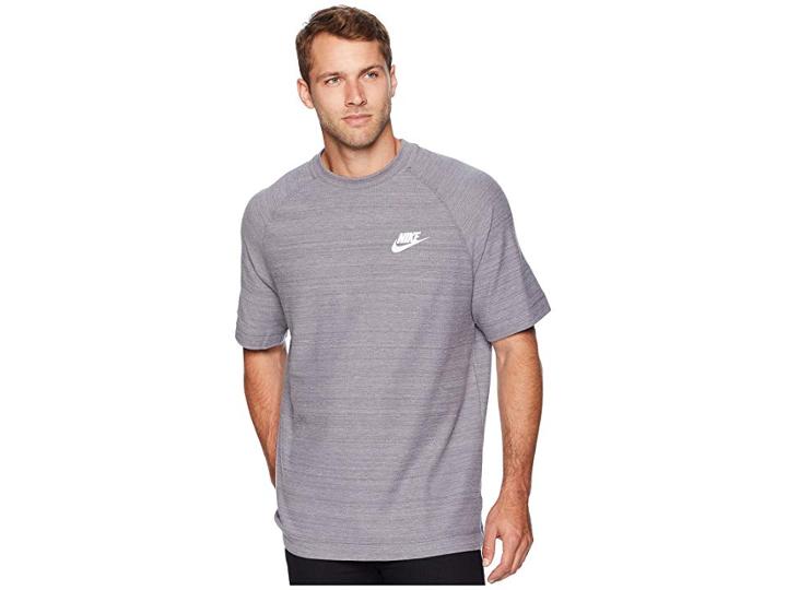 Nike Nsw Av15 Top Short Sleeve Knit (gunsmoke/heather/white) Men's Clothing