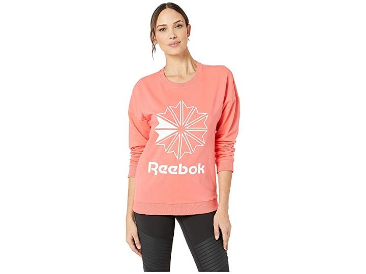 Reebok Classics French Terry Big Logo Crew (bright Rose) Women's Clothing