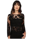 Karen Kane Flare Sleeve Embroidered Top (black) Women's Clothing
