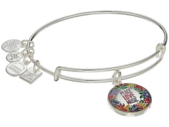 Alex And Ani Peace Love Music Charm Bangle (silver) Bracelet