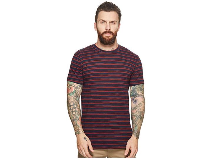 Ben Sherman Distorted Stripe Crew T-shirt (navy) Men's Long Sleeve Pullover