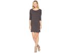 American Rose Mae 3/4 Sleeve Dress W/ Buttons (black/charcoal) Women's Dress
