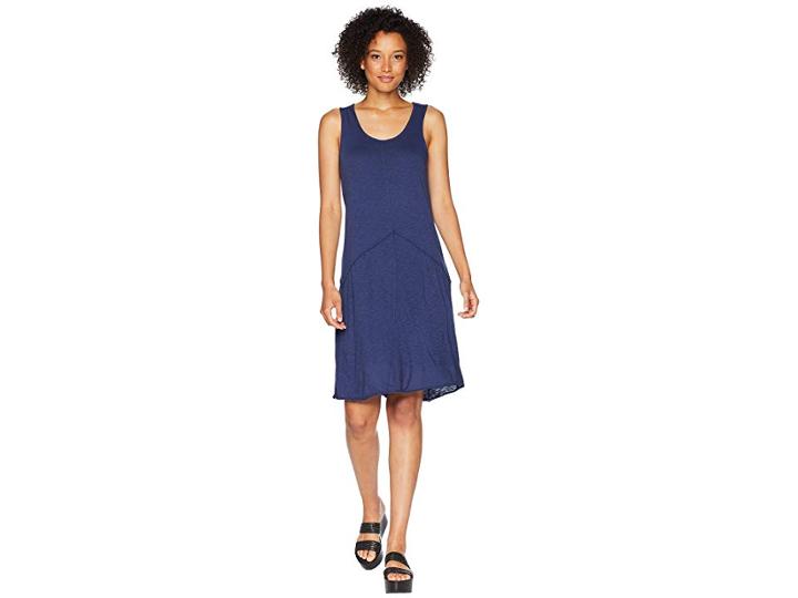 Mod-o-doc Featherweight Slub Jersey Raw Edge Seamed Tank Dress (new Navy) Women's Dress
