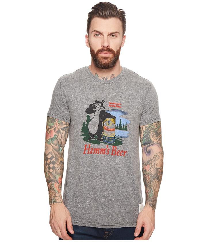 The Original Retro Brand Short Sleeve Tri-blend Hamms Beer Tee (streaky Grey) Men's T Shirt