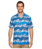 Tommy Bahama Sky Vines Islandzone Camp Shirt (throne Blue) Men's Clothing