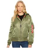 Alpha Industries Ma-1 Natus Jacket (sage/rust Lining) Women's Coat