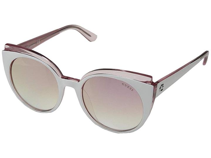 Guess Gu7591 (white/blush Front/gradient/pink Mirror Lens) Fashion Sunglasses