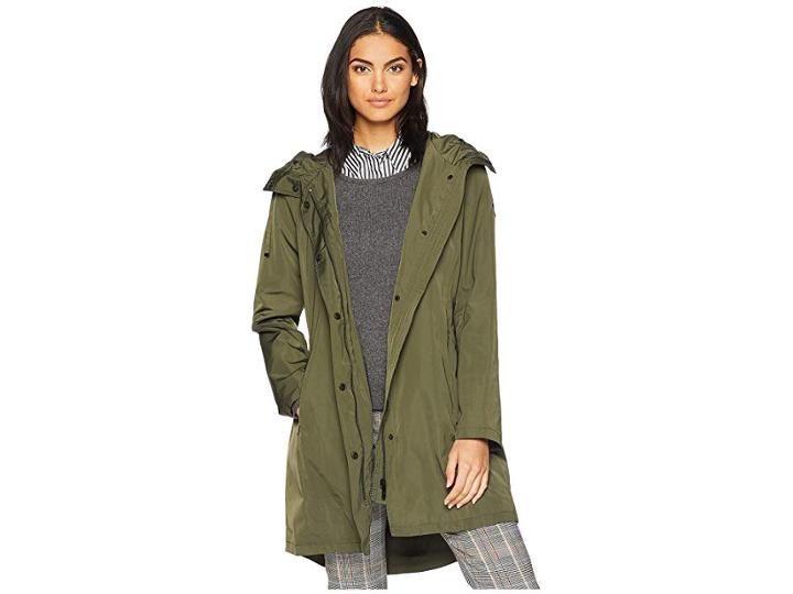 Sam Edelman Single Breasted Hooded Trench Coat (loden) Women's Coat