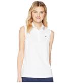 Lacoste Sleeveless Ultra Dry Tennis Polo With Mesh Back (white/buttercup/marino/apricot/buttercup) Women's Sleeveless
