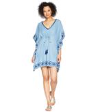 Tommy Bahama Chambray Embroidered Tunic Cover-up (chambray) Women's Swimwear