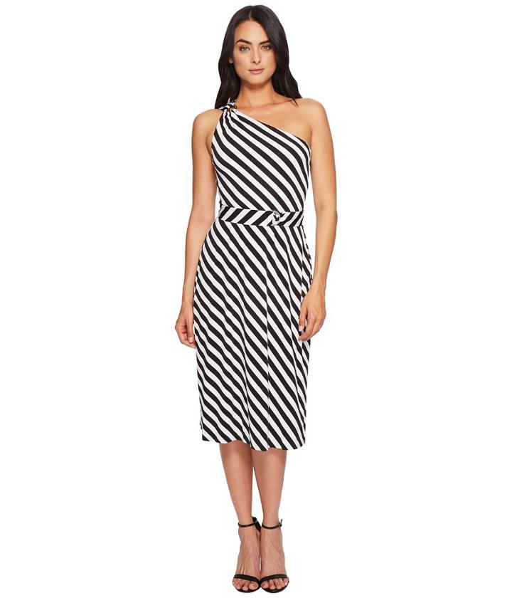 Michael Michael Kors One Shoulder Striped Dress (black/white) Women's Dress