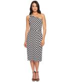 Michael Michael Kors One Shoulder Striped Dress (black/white) Women's Dress