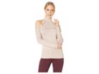 Bebe Mock Neck Grommet Cold Shoulder (peach Whip) Women's Long Sleeve Pullover