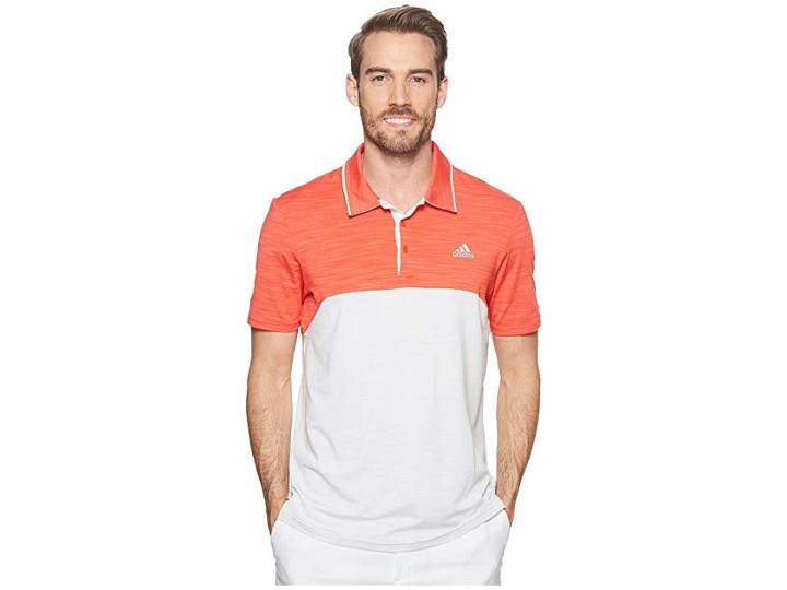 Adidas Golf Ultimate Heather Blocked Polo (hi-res Red Heather/grey One Heather) Men's Clothing