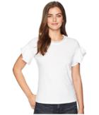 Romeo & Juliet Couture Metallic Neckline Tiered Sleeve T-shirt (white) Women's T Shirt