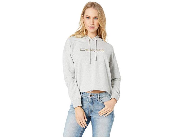 Bebe Cropped Logo Hoodie (heather Grey) Women's Clothing