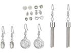 Guess 9-pair Earrings Set Includes Stud And Dainty Drop Earrings (silver) Earring