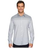 Calvin Klein Engineered Plaid Stripe Button Down Shirt (standard White) Men's Clothing
