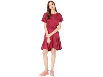 Nevereven Satin Float Arm Draped Dress (claret) Women's Dress