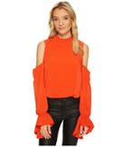 Bishop + Young Cold Shoulder Sleeve Detail Top (poppy) Women's Clothing