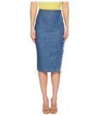 Boutique Moschino Skirt With Side Slit And Denim Fringe (denim) Women's Skirt