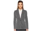 Calvin Klein Woven Button Front Jacket (black Multi) Women's Coat