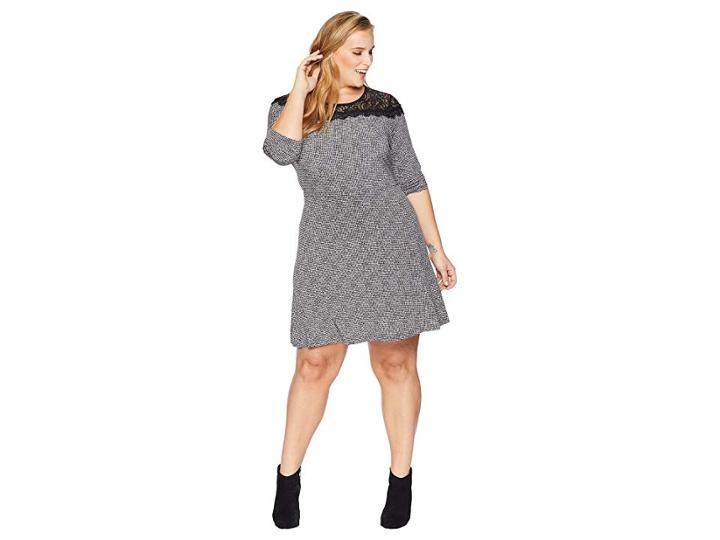 Michael Michael Kors Plus Size Mini Tweed Lace Dress (black/white) Women's Dress