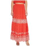 Nicole Miller La Plage By Nicole Miller Kalina Embroidered Skirt (red) Women's Skirt