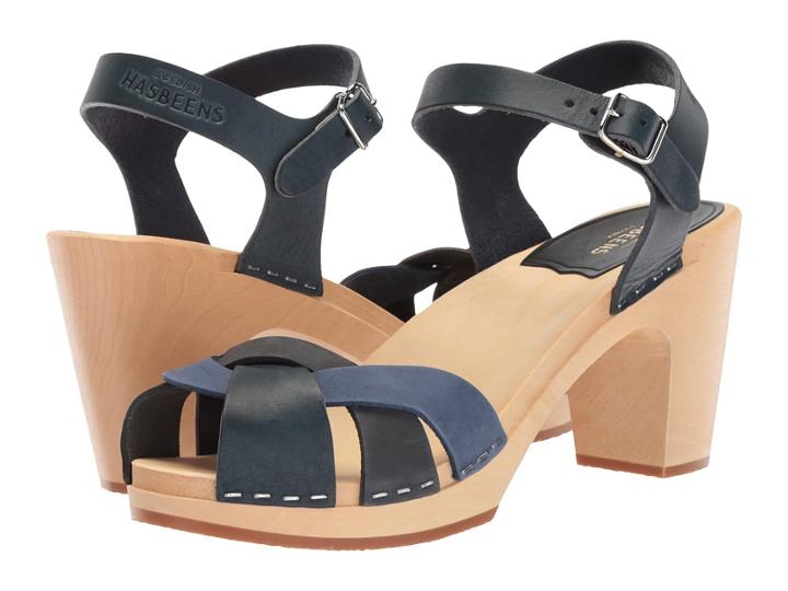 Swedish Hasbeens Kringlan (blue Nubuck) High Heels