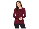 Three Dots Luxe Rib Long Sleeve Crew Neck Top (garnet) Women's Clothing