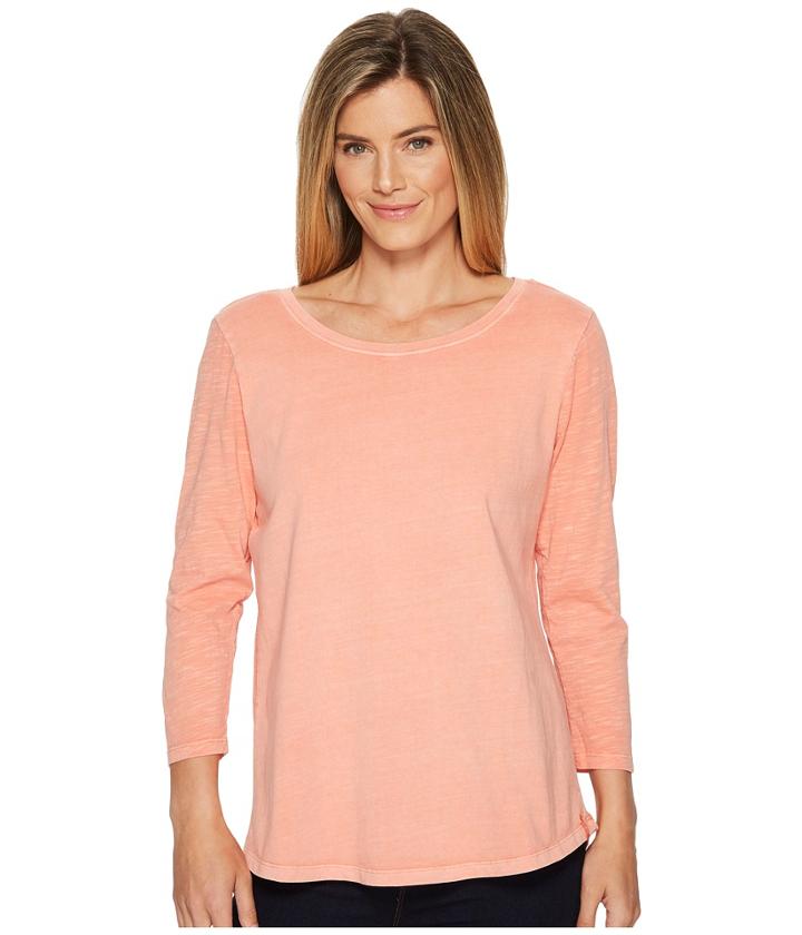 Woolrich First Forks 3/4 Sleeve Shirt (vibrant Peach) Women's Long Sleeve Pullover