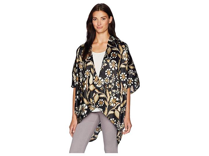 Collection Xiix Folk Floral Ruana (black) Women's Clothing