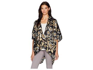 Collection Xiix Folk Floral Ruana (black) Women's Clothing