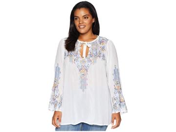Johnny Was Plus Size Tanya Tonal Blouse (white) Women's Blouse
