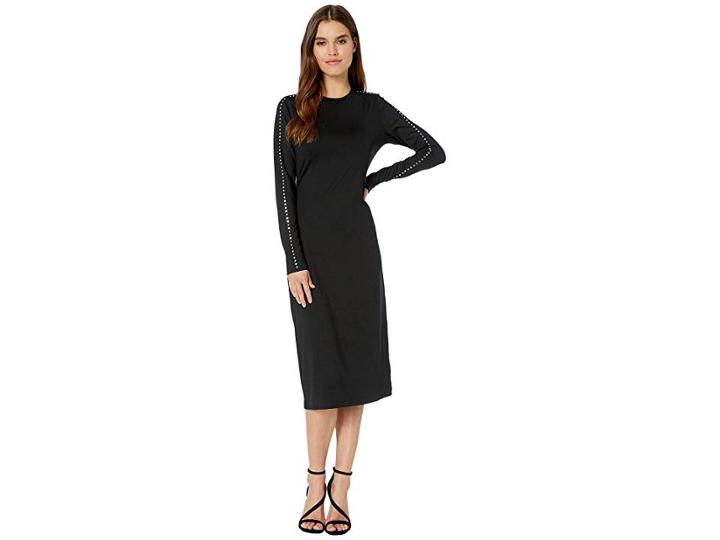 Juicy Couture Studded Jersey Midi Dress (pitch Black) Women's Dress