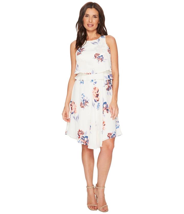 Ivanka Trump Georgette Sleeveless Popover Dress (ivory/multi) Women's Dress