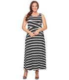 Calvin Klein Plus Plus Size Striped Crisscross Maxi Dress (black/white Combo) Women's Dress