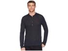 John Varvatos Star U.s.a. Long Sleeve Henley W/ Coverstitch (charcoal Heather) Men's Clothing