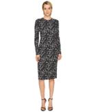 Prabal Gurung Printed Long Sleeve Viscose Knit Dress (black/white) Women's Dress