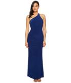 Adrianna Papell One Shoulder Stretch Jersey Gown (blue Violet) Women's Dress