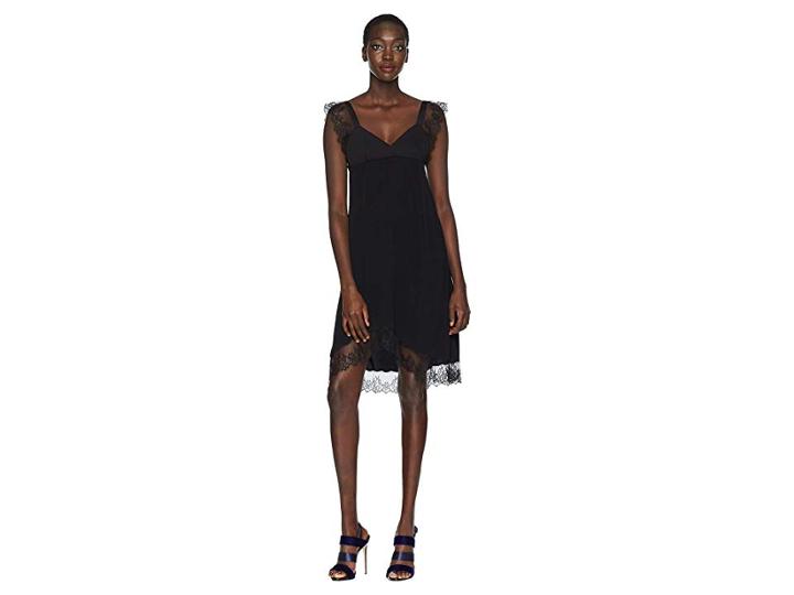 Neil Barrett Crepe De Chine/lace Dress (black) Women's Dress
