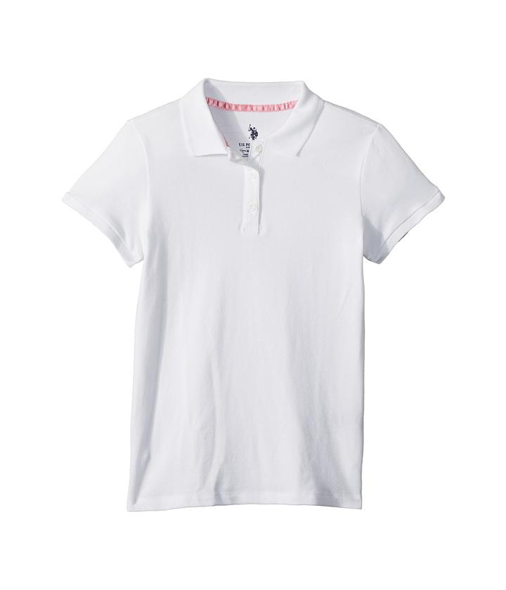 U.s. Polo Assn. Kids Stretch Pique Polo (little Kids/big Kids) (white) Girl's Clothing