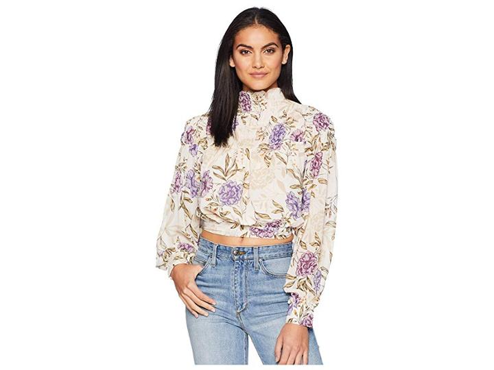 Astr The Label Rhonda Top (cream/lilac Floral) Women's Clothing