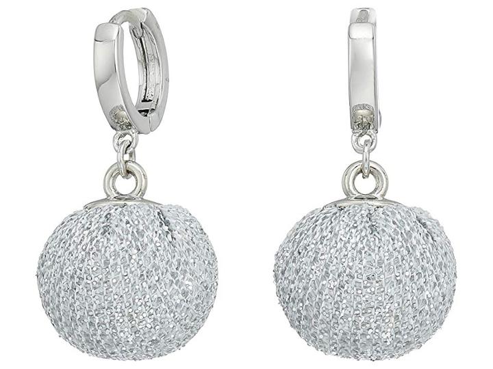 Rebecca Minkoff High Shine Pompom Huggie Earrings (silver) Earring