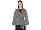 Eileen Fisher Hand Woven Peruvian Organic Cotton Bracelet Sleeve Kimono Jacket With Belt (black) Women's Coat