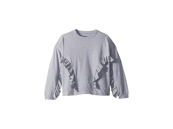 Hudson Kids Oversized Ruffles Sweatshirt (big Kids) (iron Horse Grey) Girl's Clothing